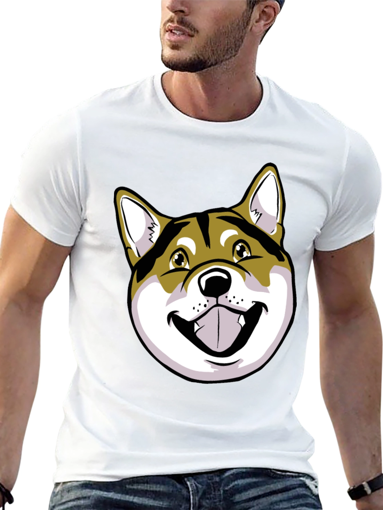 Shiba Inu Dog Graphic Print Black T-Shirt