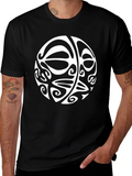 Mens Black T-Shirt with White Tribal Circle Design