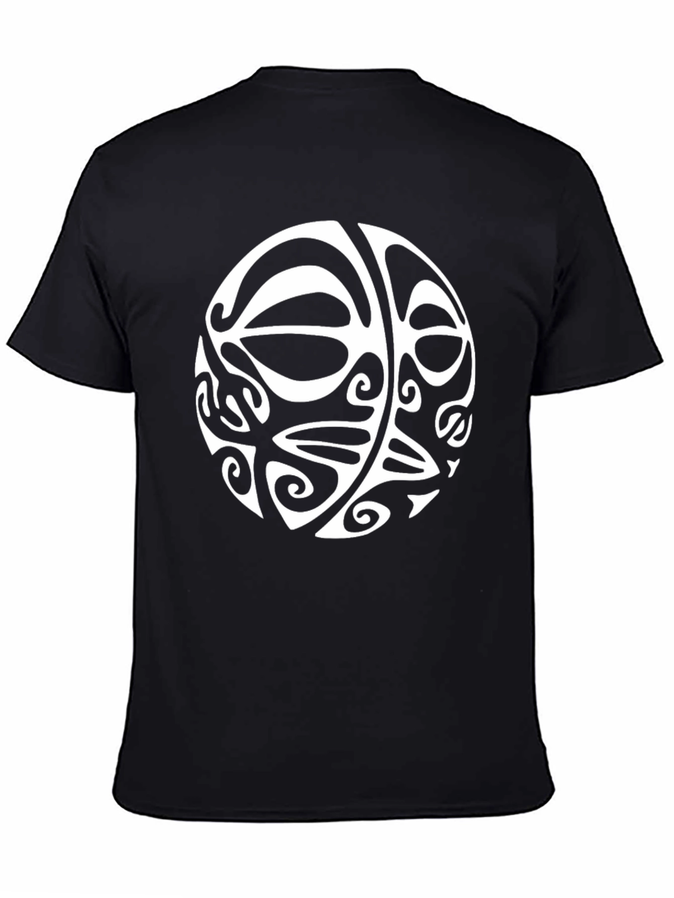 Mens Black T-Shirt with White Tribal Circle Design