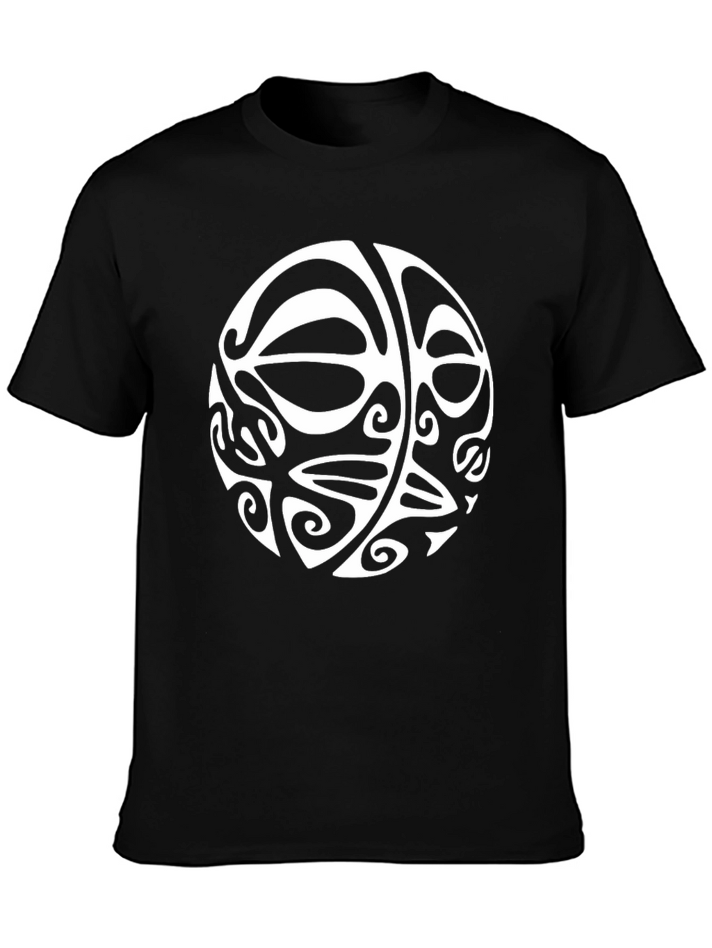 Mens Black T-Shirt with White Tribal Circle Design