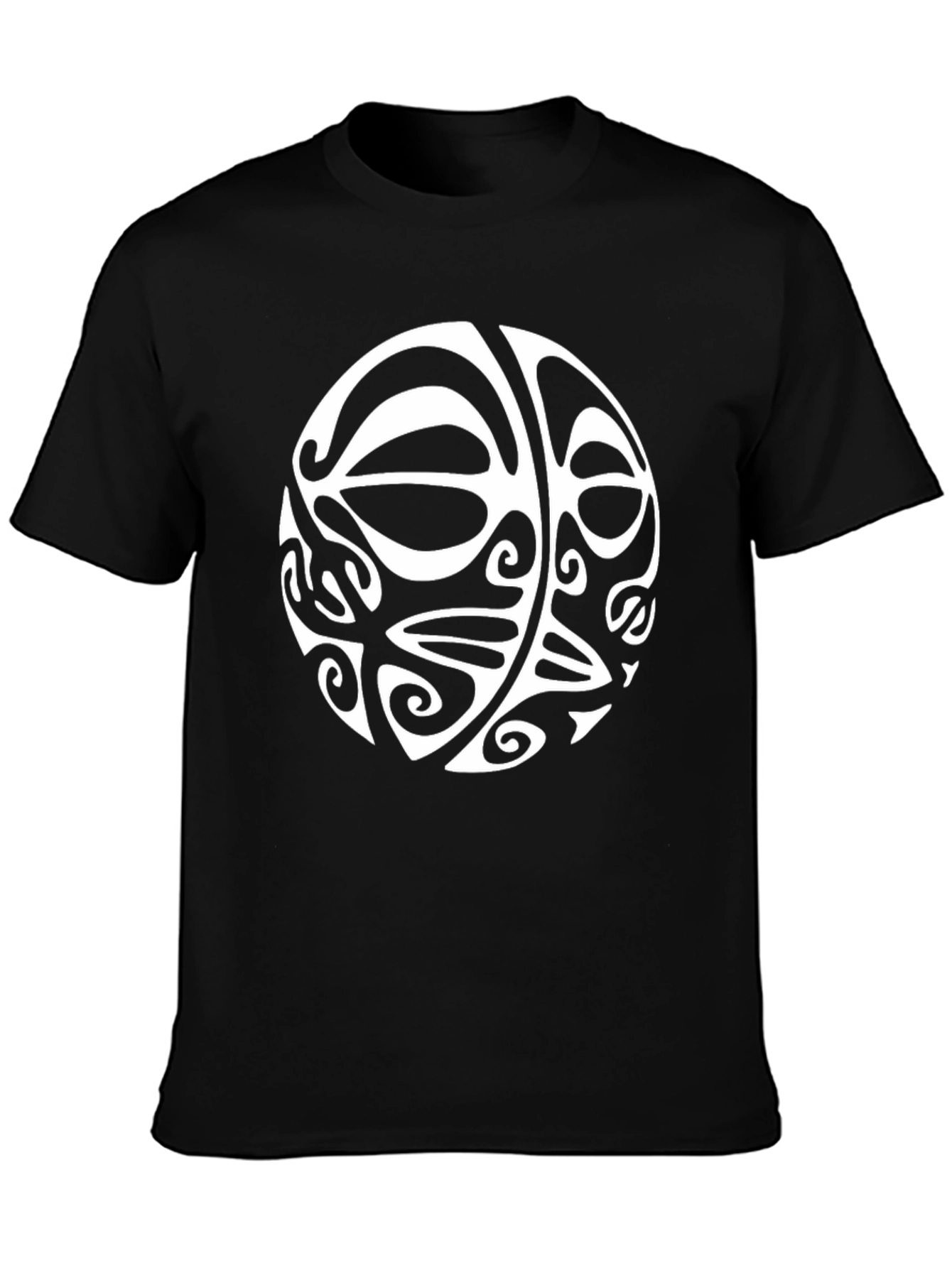 Mens Black T-Shirt with White Tribal Circle Design