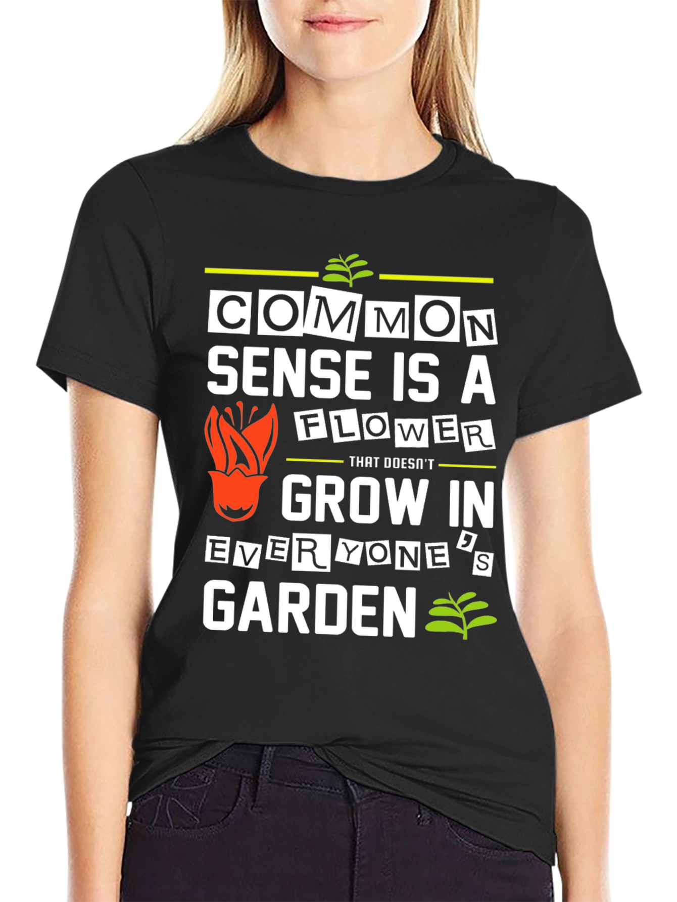 Common Sense Flower Graphic T-Shirt