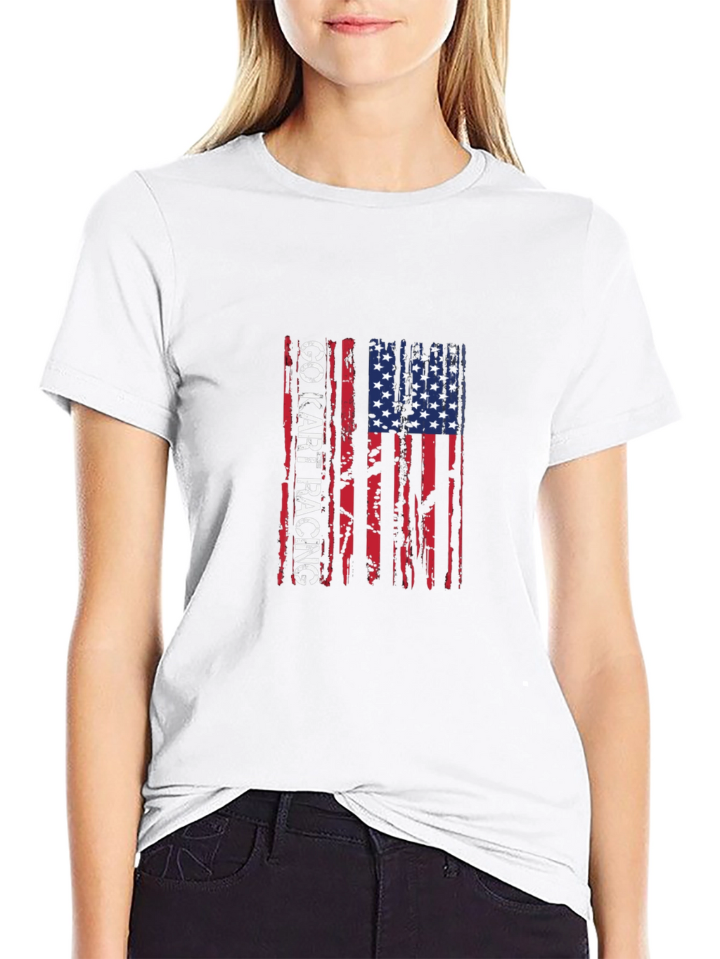 Go Kart Racing American Flag T-Shirt