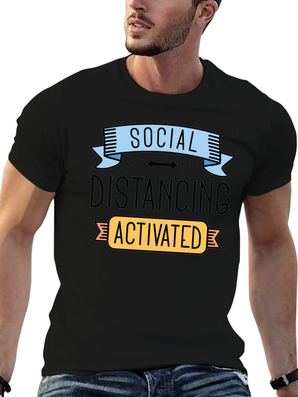 Social Distancing Activated T-Shirt Funny Novelty Tee
