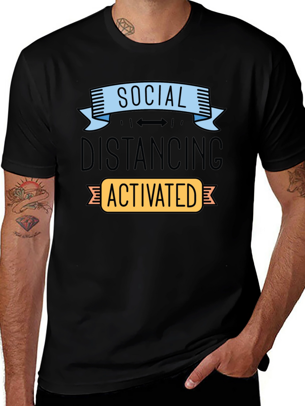 Social Distancing Activated T-Shirt Funny Novelty Tee