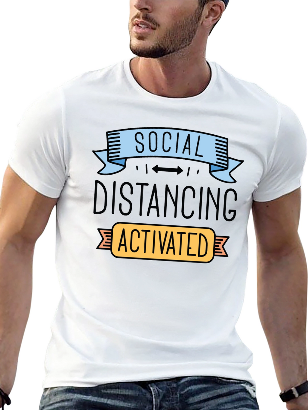 Social Distancing Activated T-Shirt Funny Novelty Tee