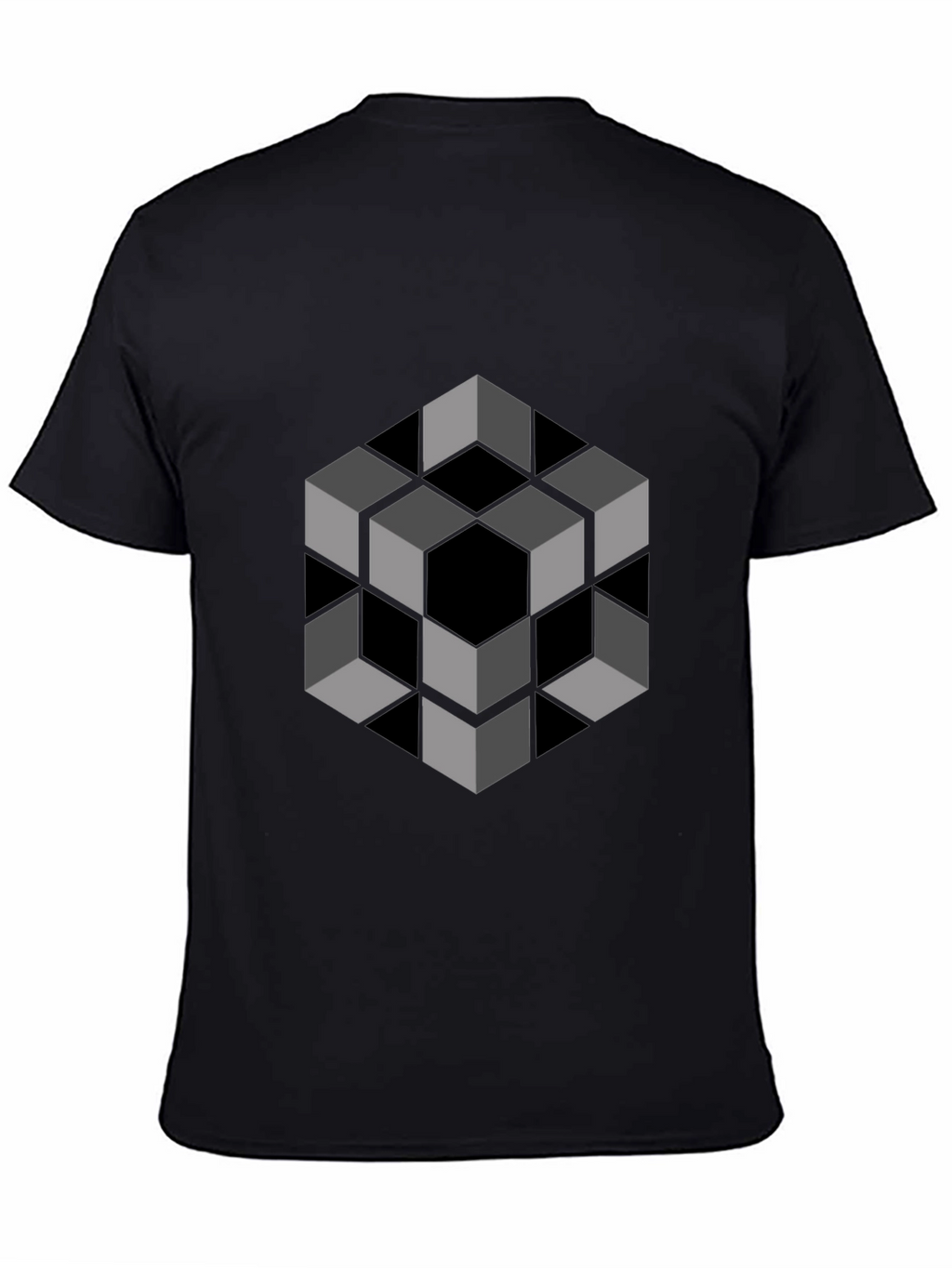 Optical Illusion Cube Graphic Tee - Modern Black Shirt