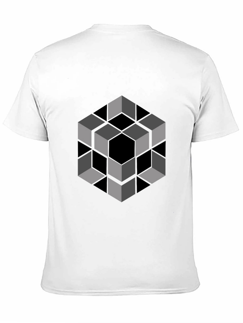 Optical Illusion Cube Graphic Tee - Modern Black Shirt