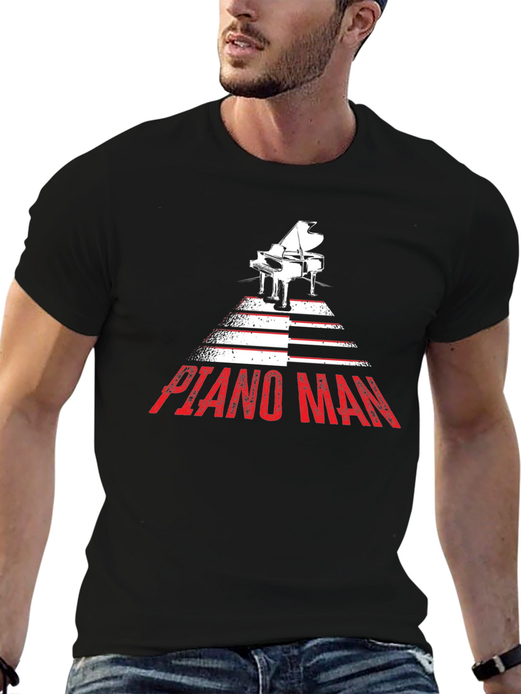 Piano Man Graphic Tee - Music Lover Shirt