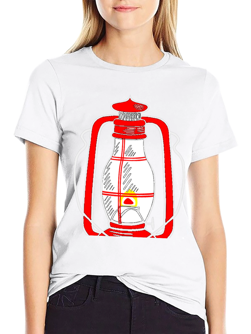Lantern Graphic Tee - Unique Red and White Design