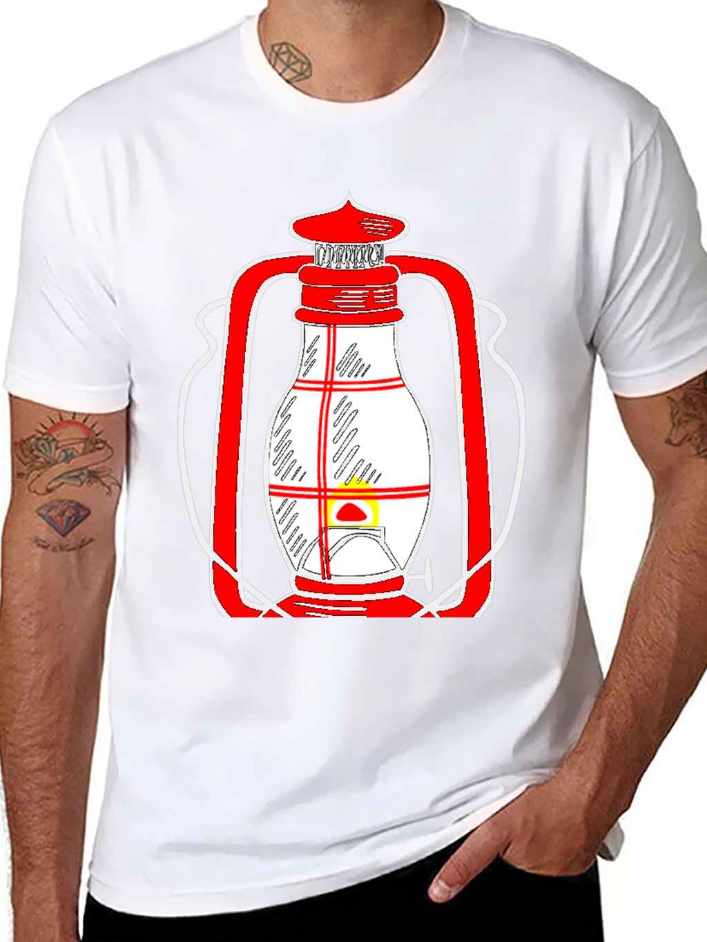 Lantern Graphic Tee - Unique Red and White Design