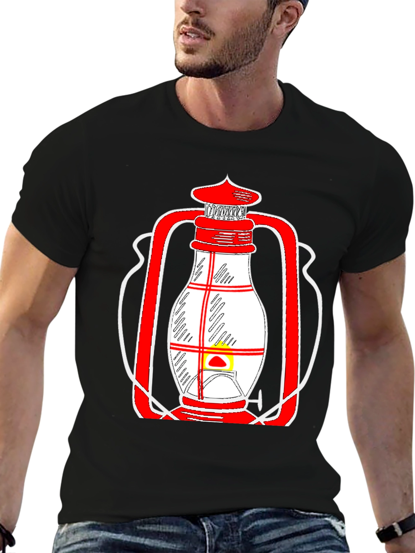 Lantern Graphic Tee - Unique Red and White Design