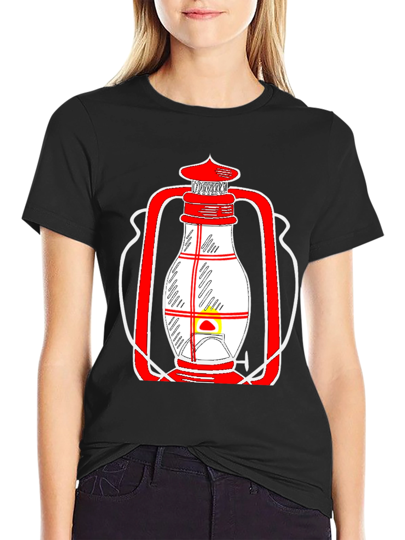 Lantern Graphic Tee - Unique Red and White Design