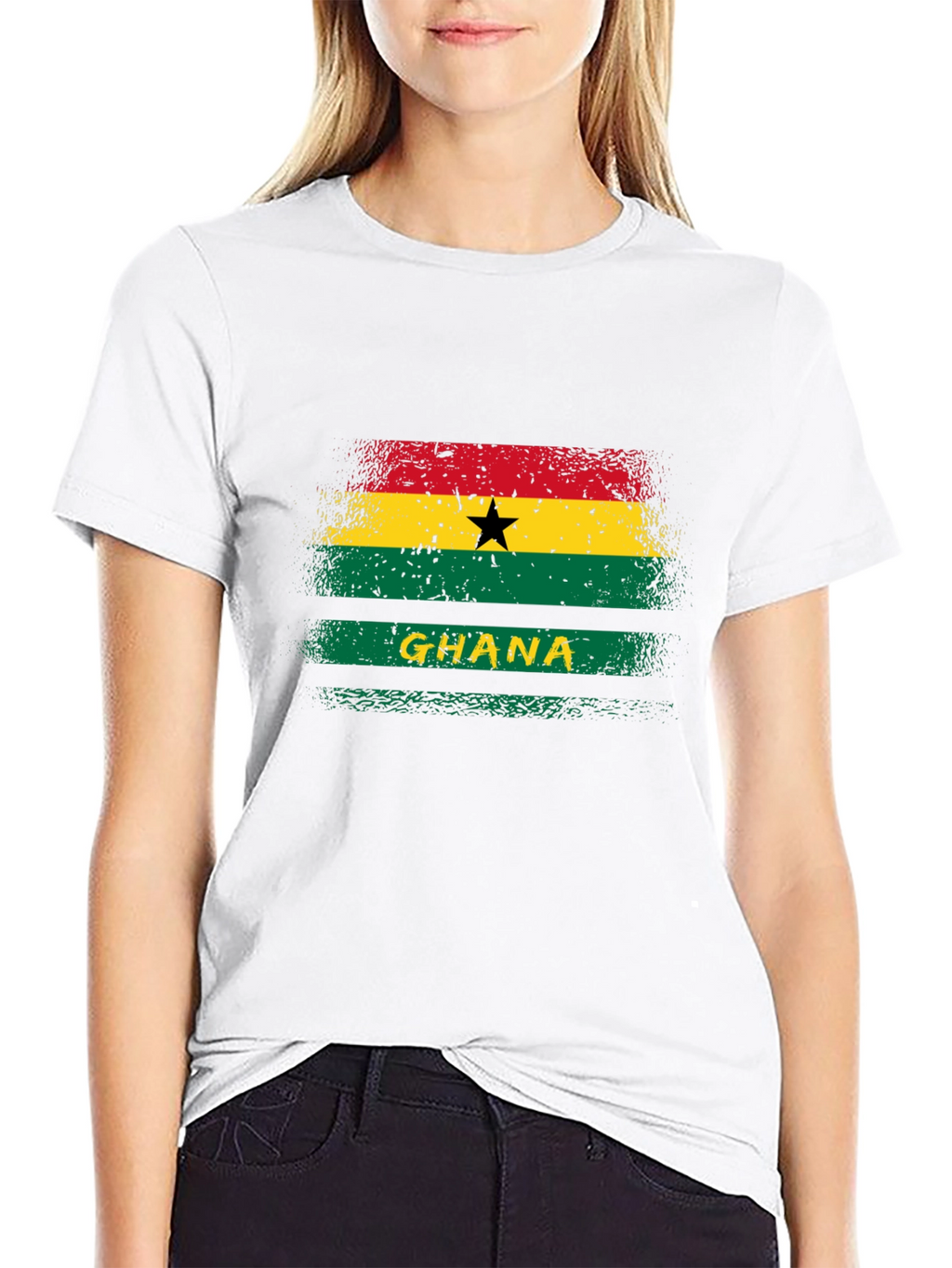 Ghana Flag Graphic T-Shirt - Black