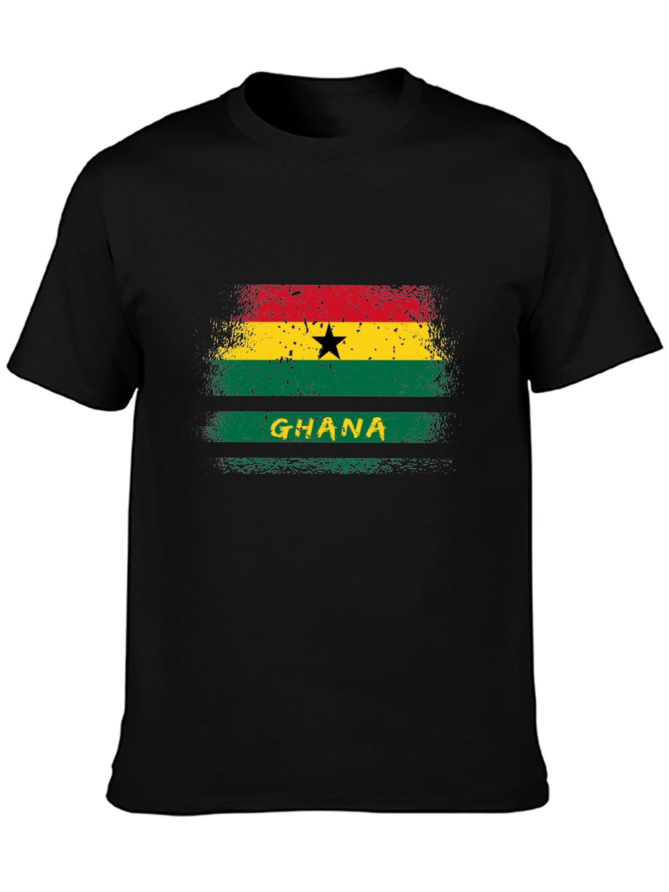 Ghana Flag Graphic T-Shirt - Black