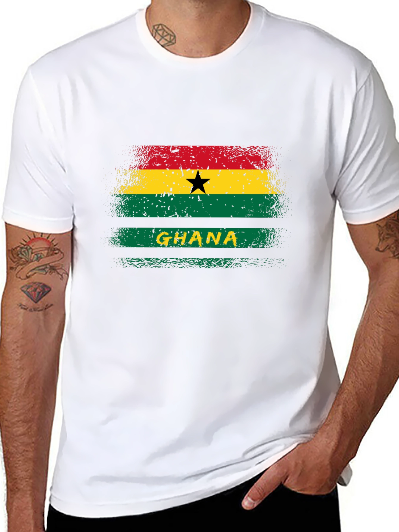 Ghana Flag Graphic T-Shirt - Black