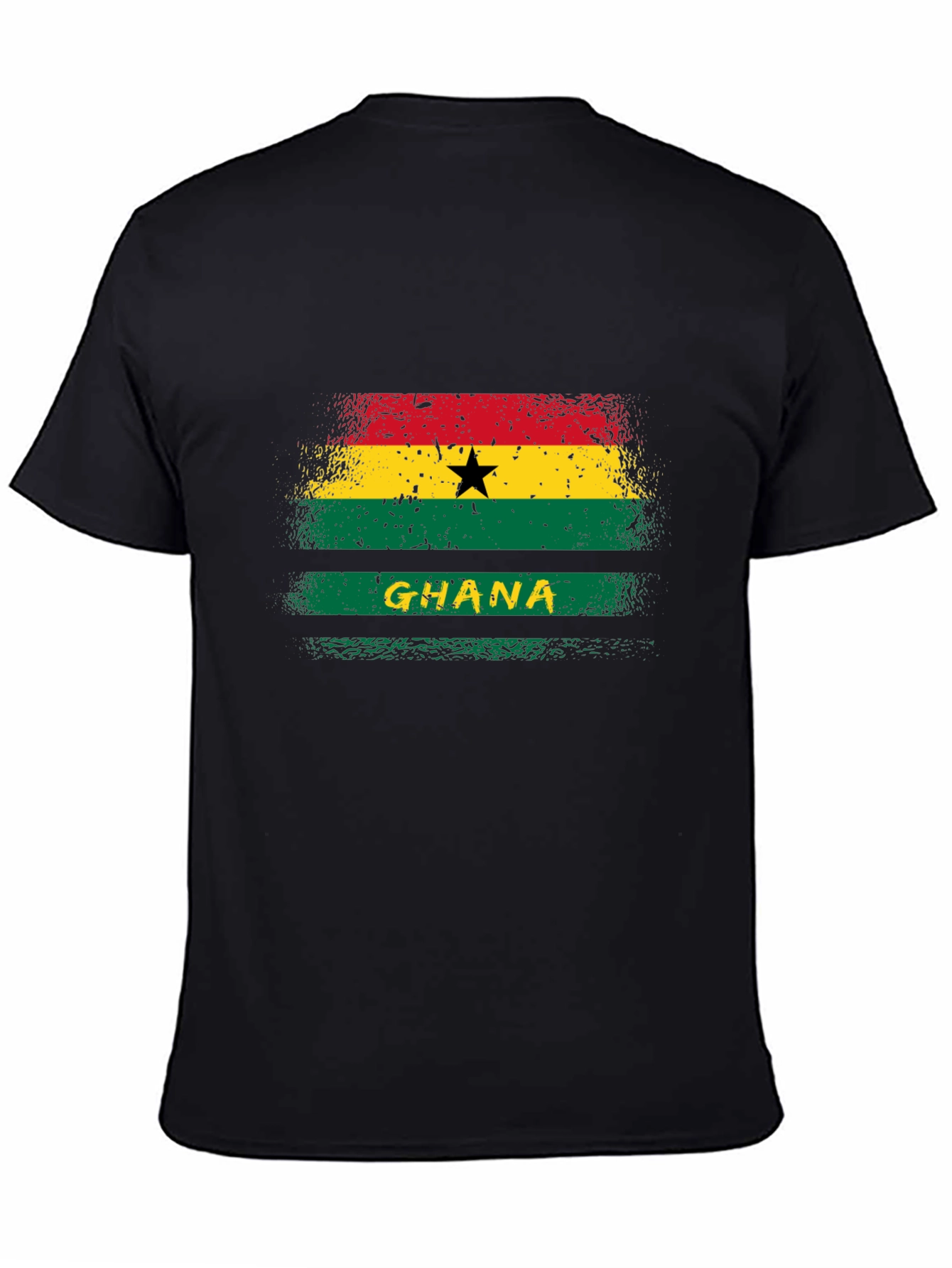 Ghana Flag Graphic T-Shirt - Black