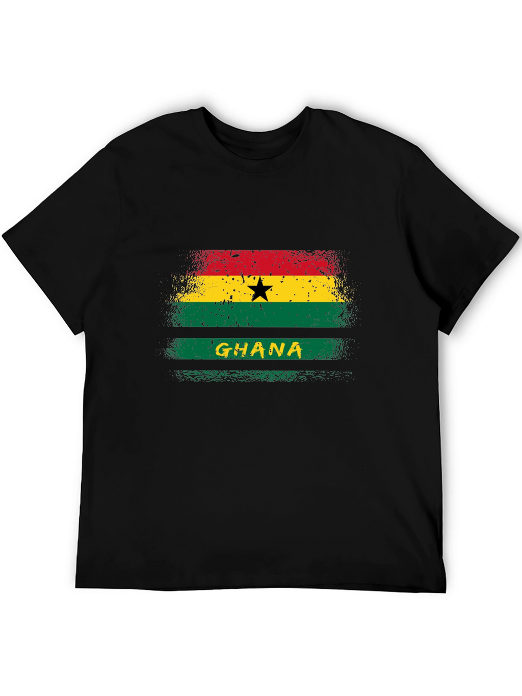 Ghana Flag Graphic T-Shirt - Black