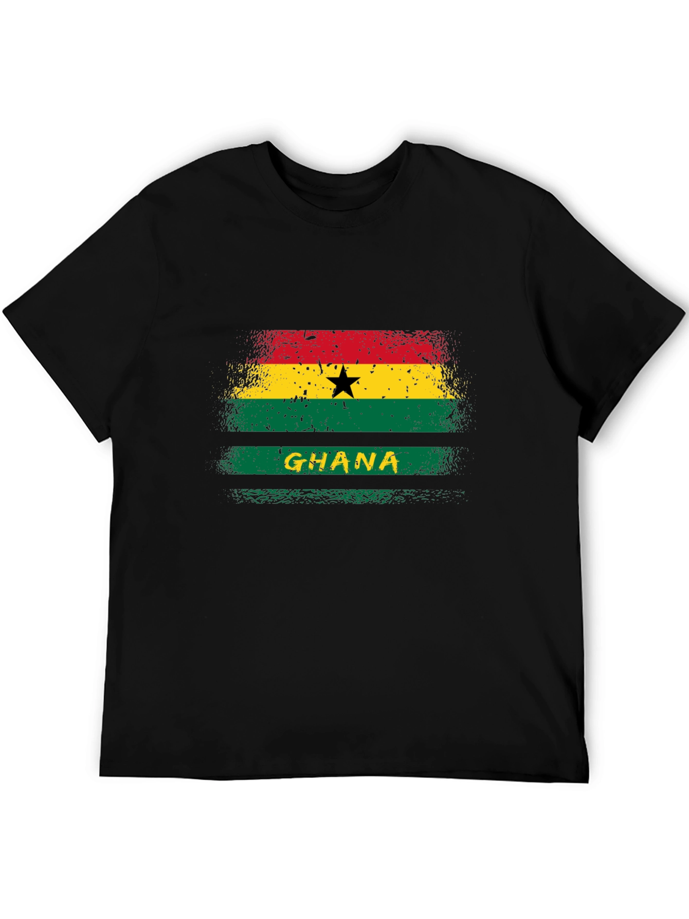 Ghana Flag Graphic T-Shirt - Black