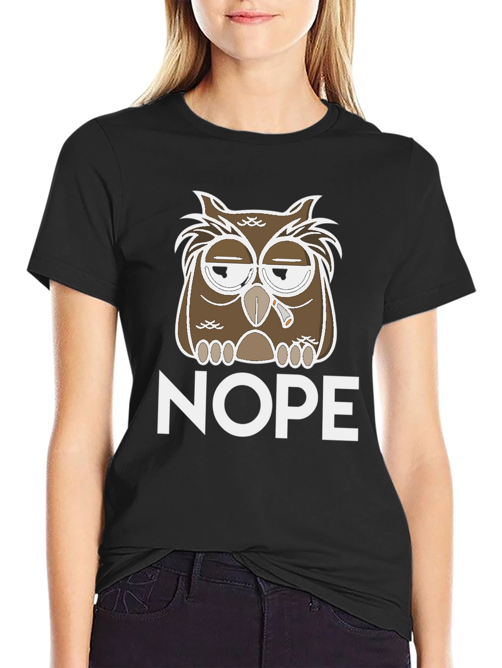 Nope Owl Graphic Tee - Funny Casual T-Shirt