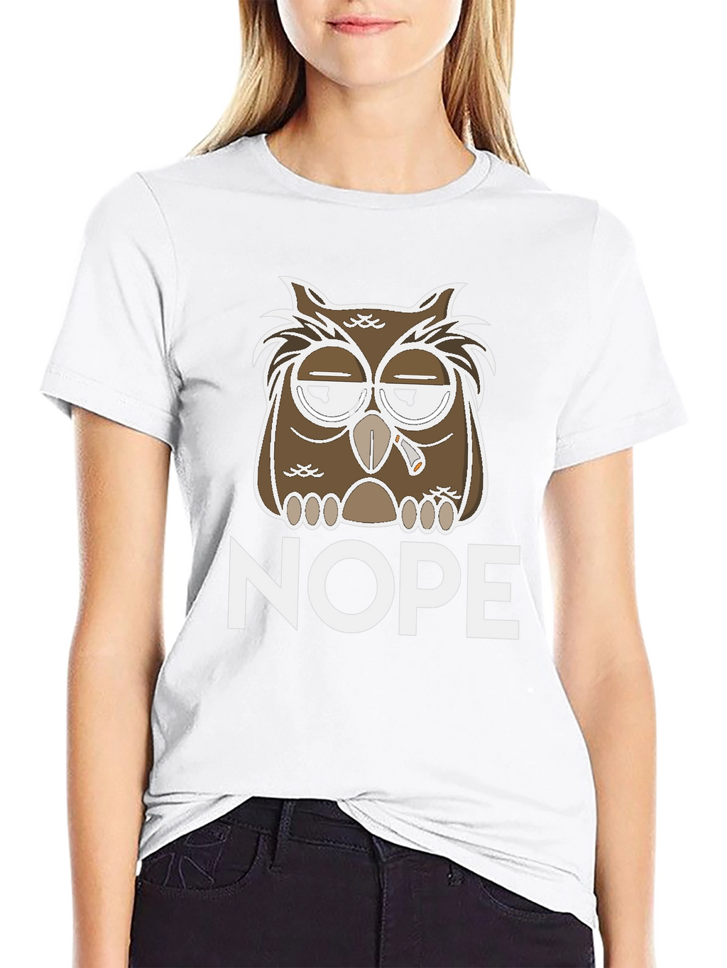 Nope Owl Graphic Tee - Funny Casual T-Shirt