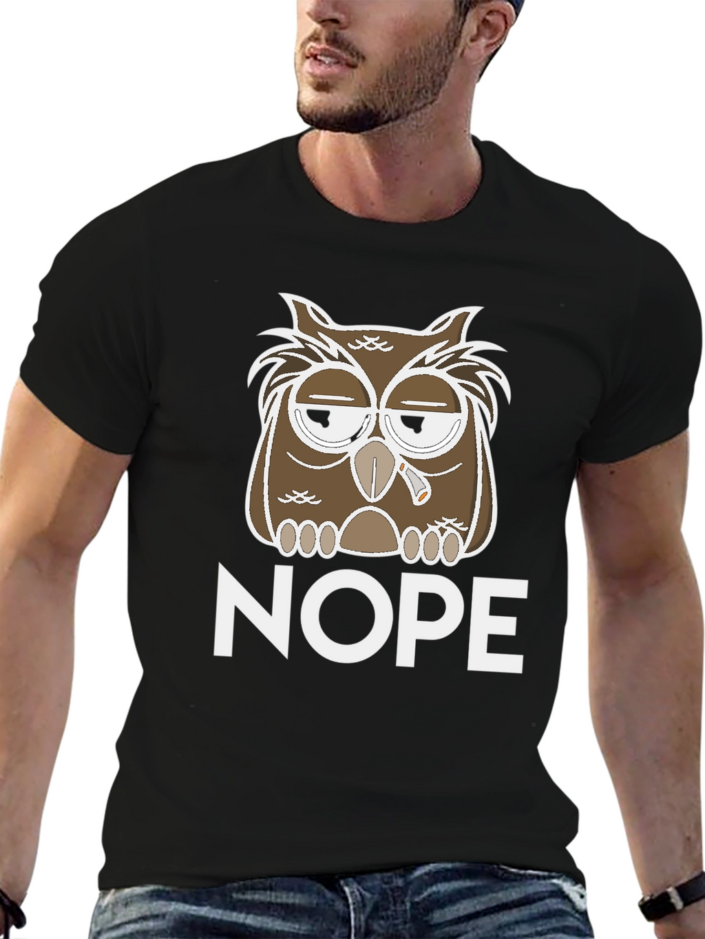 Nope Owl Graphic Tee - Funny Casual T-Shirt