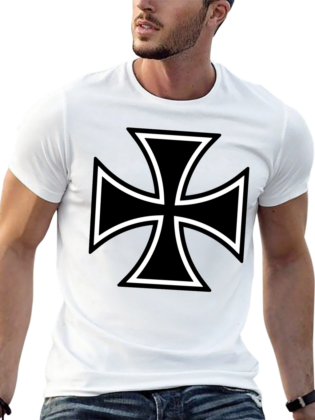 Black Maltese Cross Graphic Tee