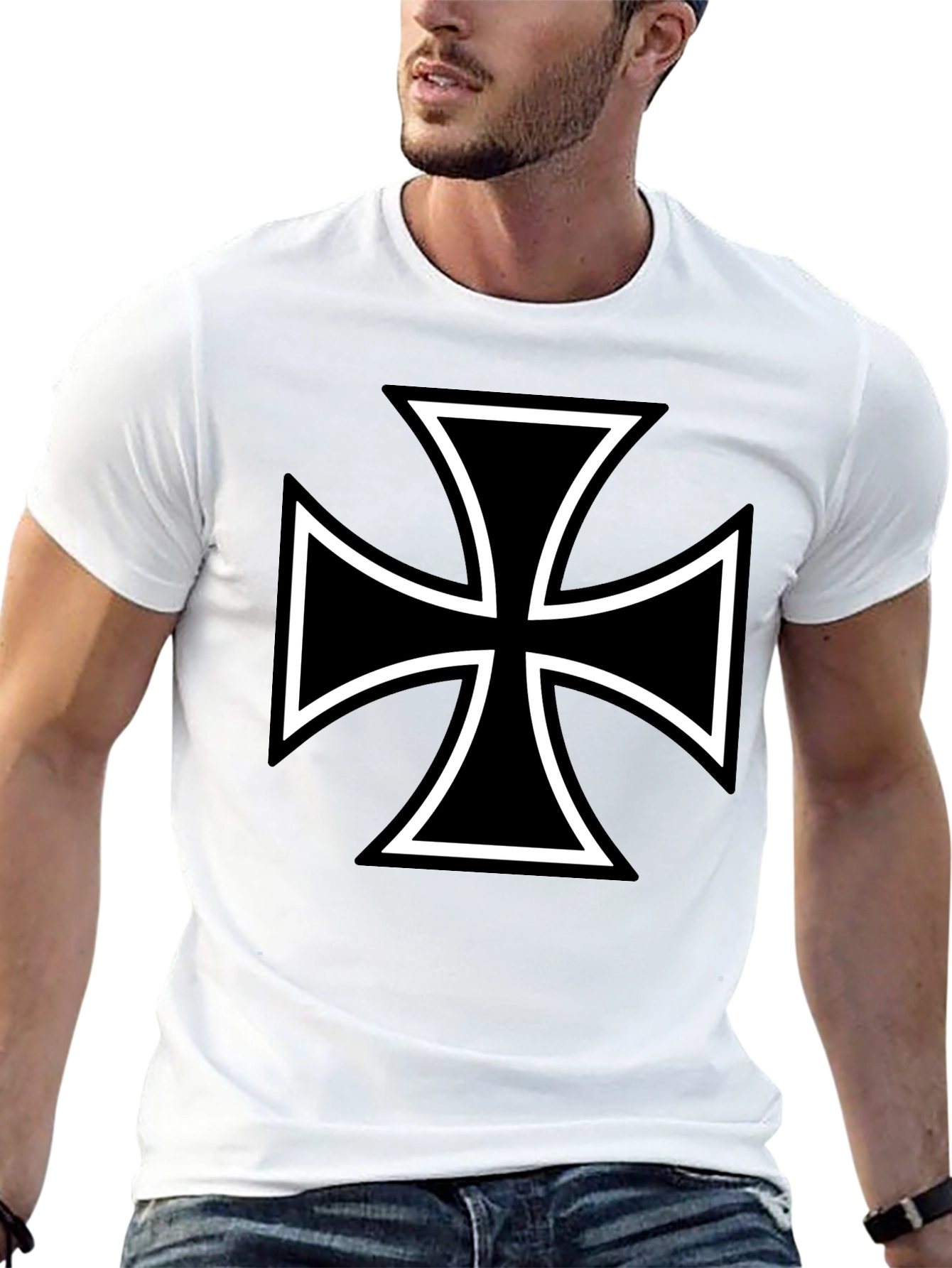Black Maltese Cross Graphic Tee