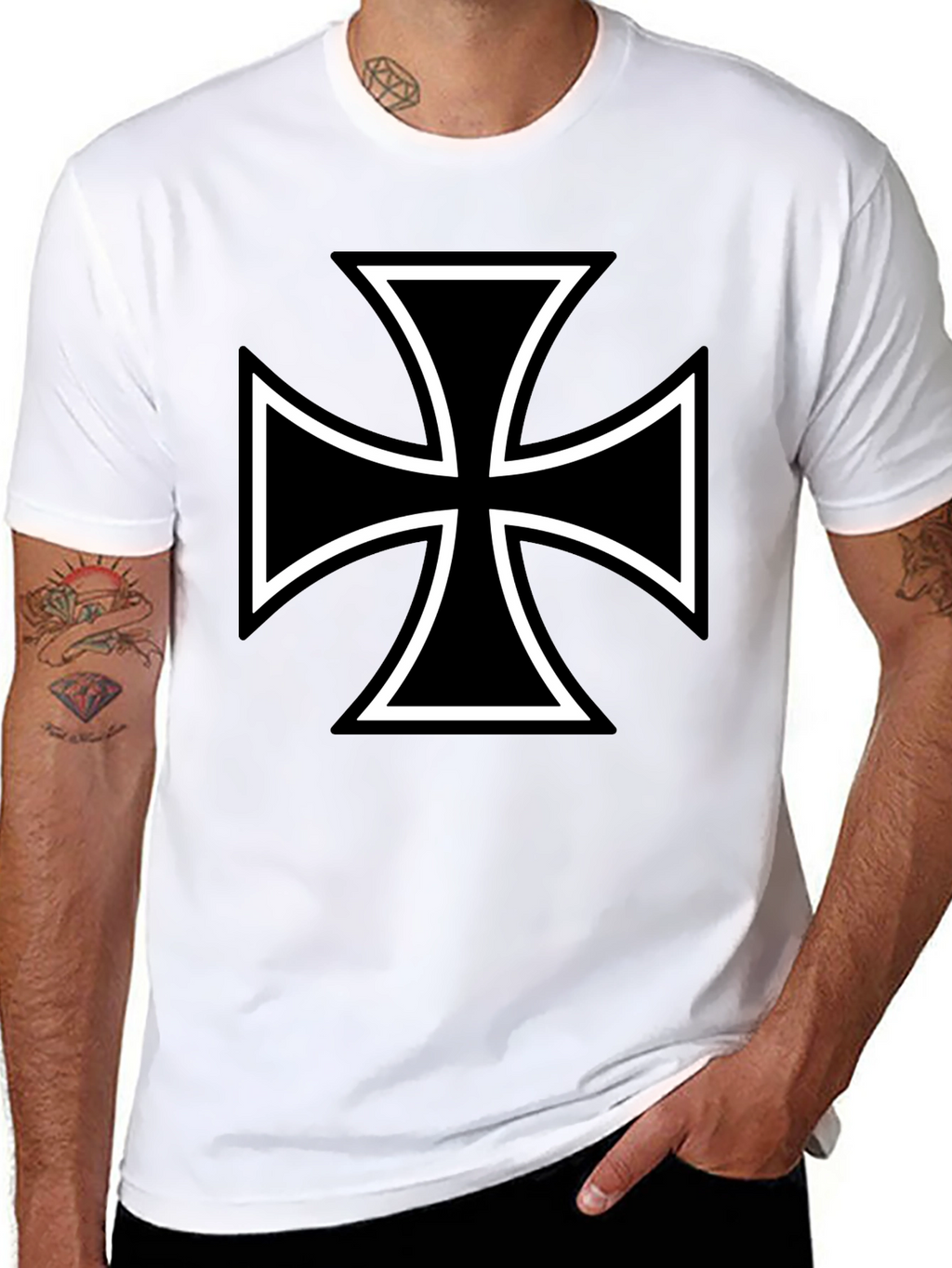 Black Maltese Cross Graphic Tee