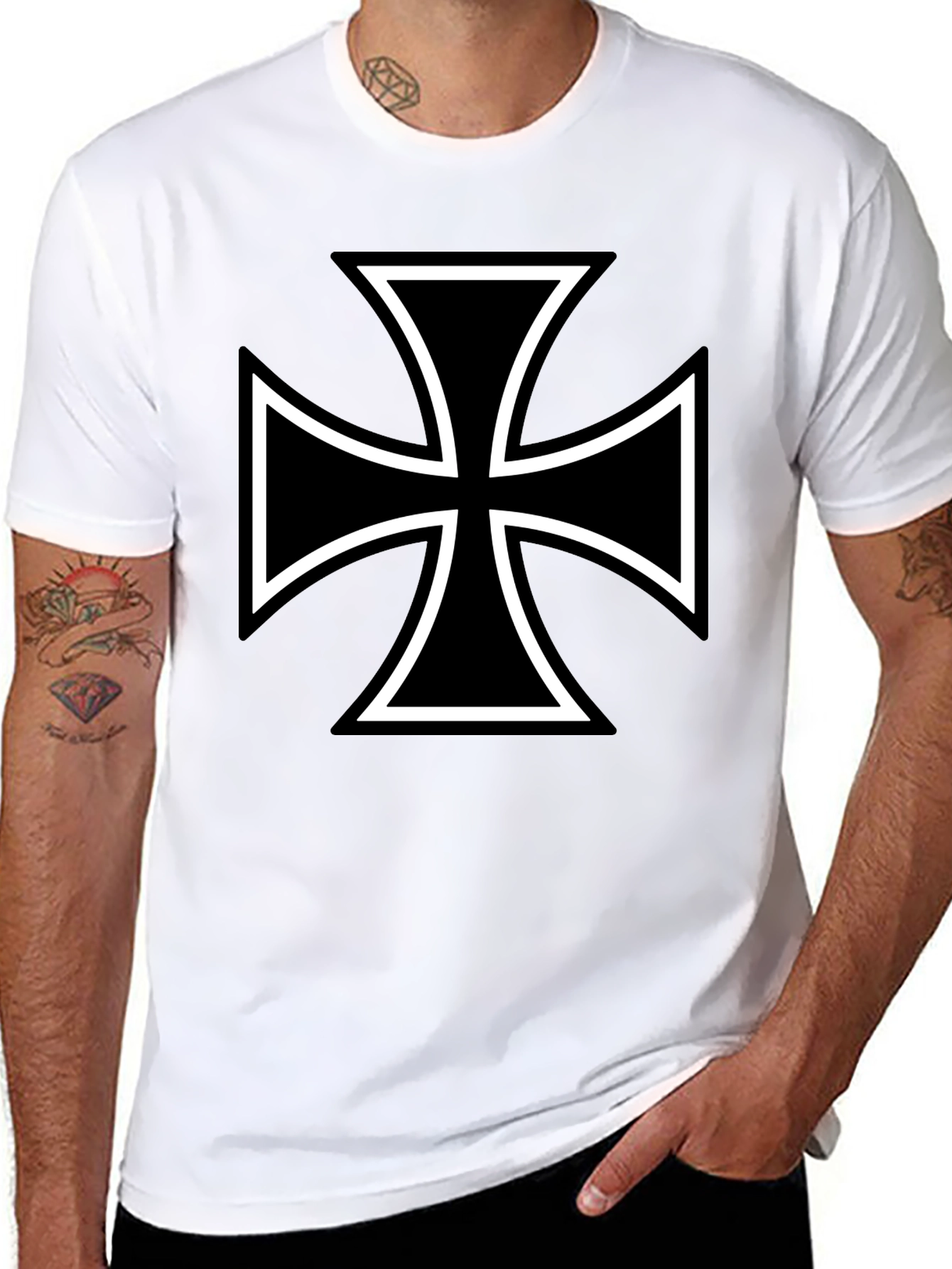 Black Maltese Cross Graphic Tee