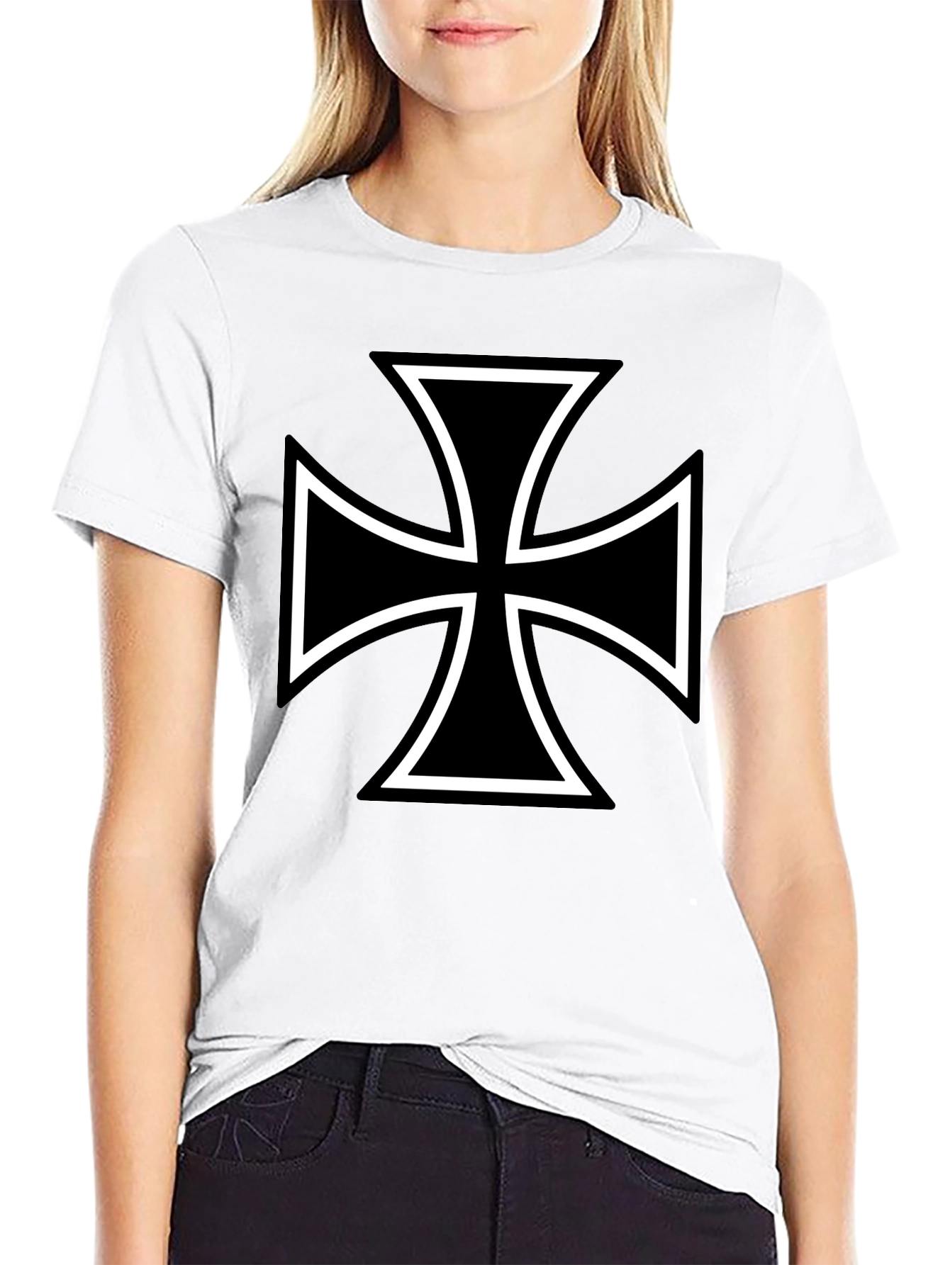 Black Maltese Cross Graphic Tee