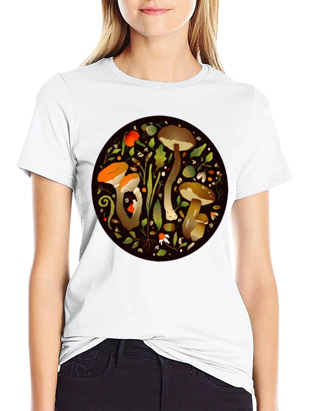 Mushroom Circle Graphic Tee - Nature Inspired Design