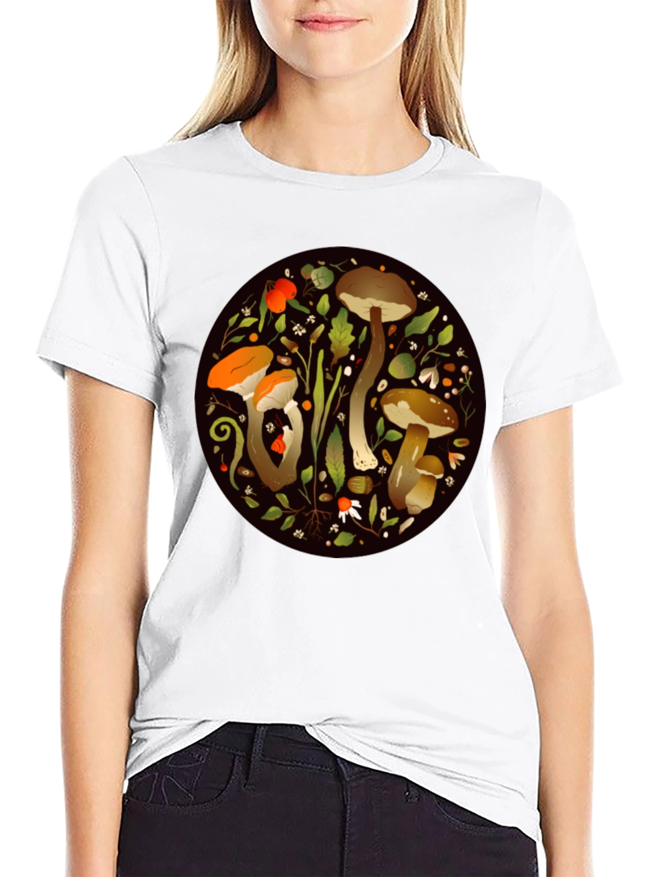 Mushroom Circle Graphic Tee - Nature Inspired Design