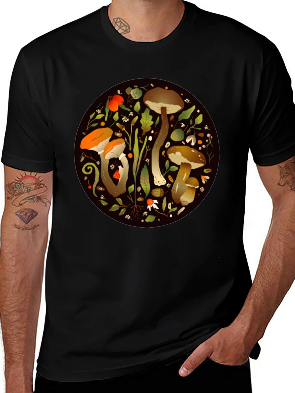 Mushroom Circle Graphic Tee - Nature Inspired Design