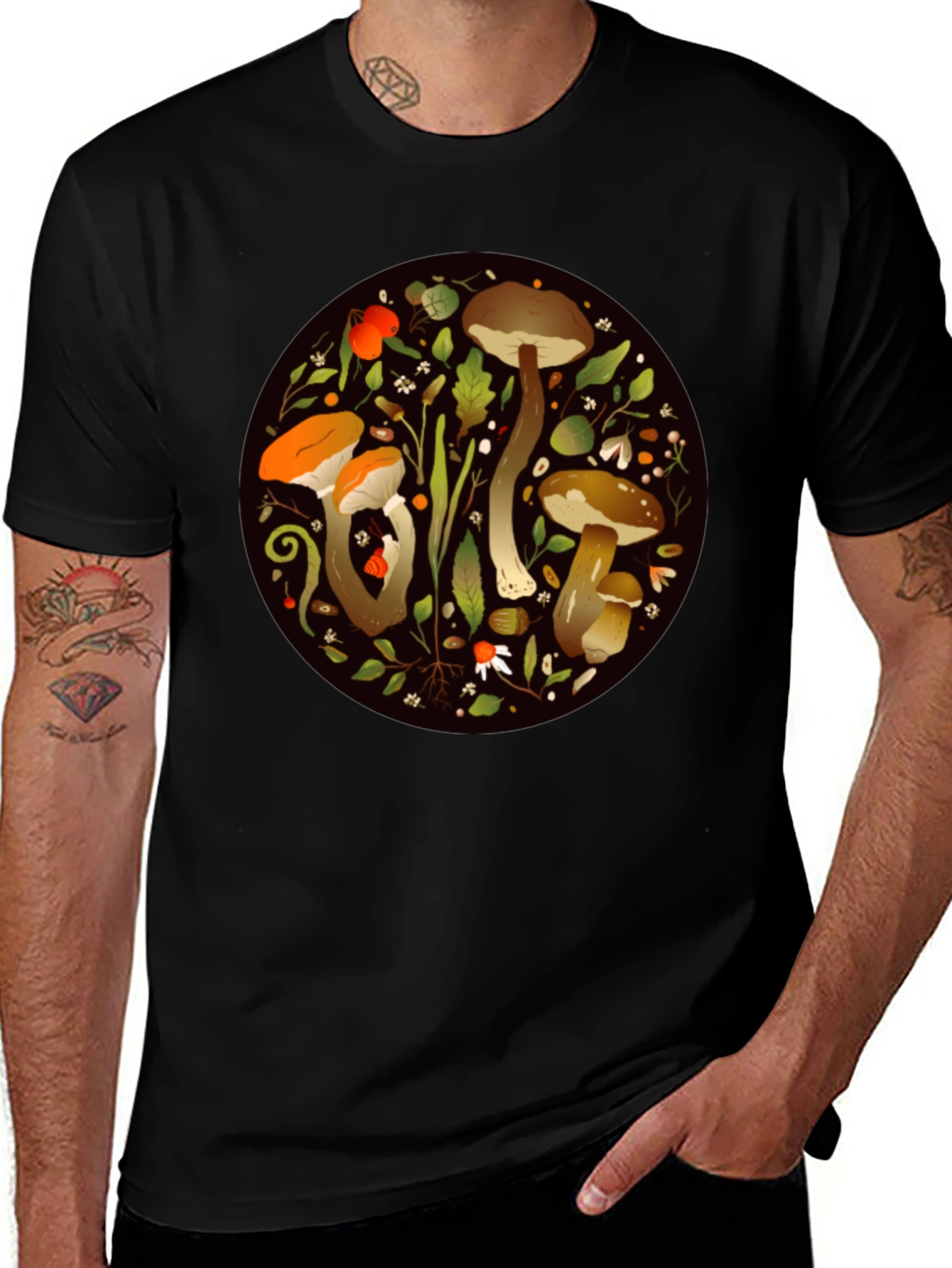 Mushroom Circle Graphic Tee - Nature Inspired Design