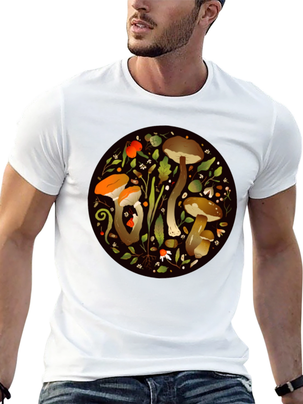 Mushroom Circle Graphic Tee - Nature Inspired Design