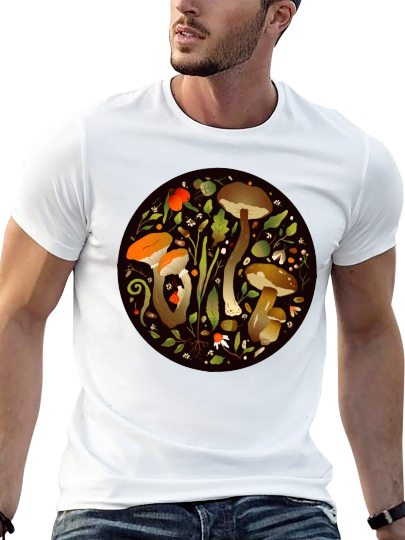 Mushroom Circle Graphic Tee - Nature Inspired Design