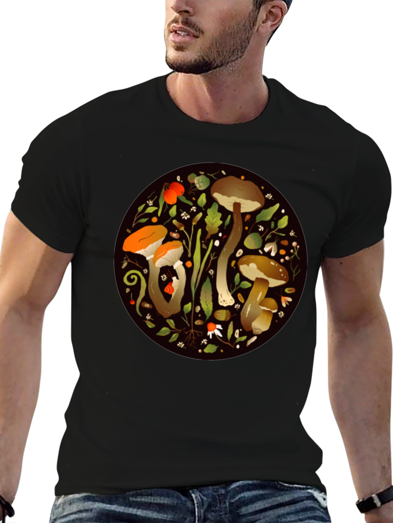 Mushroom Circle Graphic Tee - Nature Inspired Design