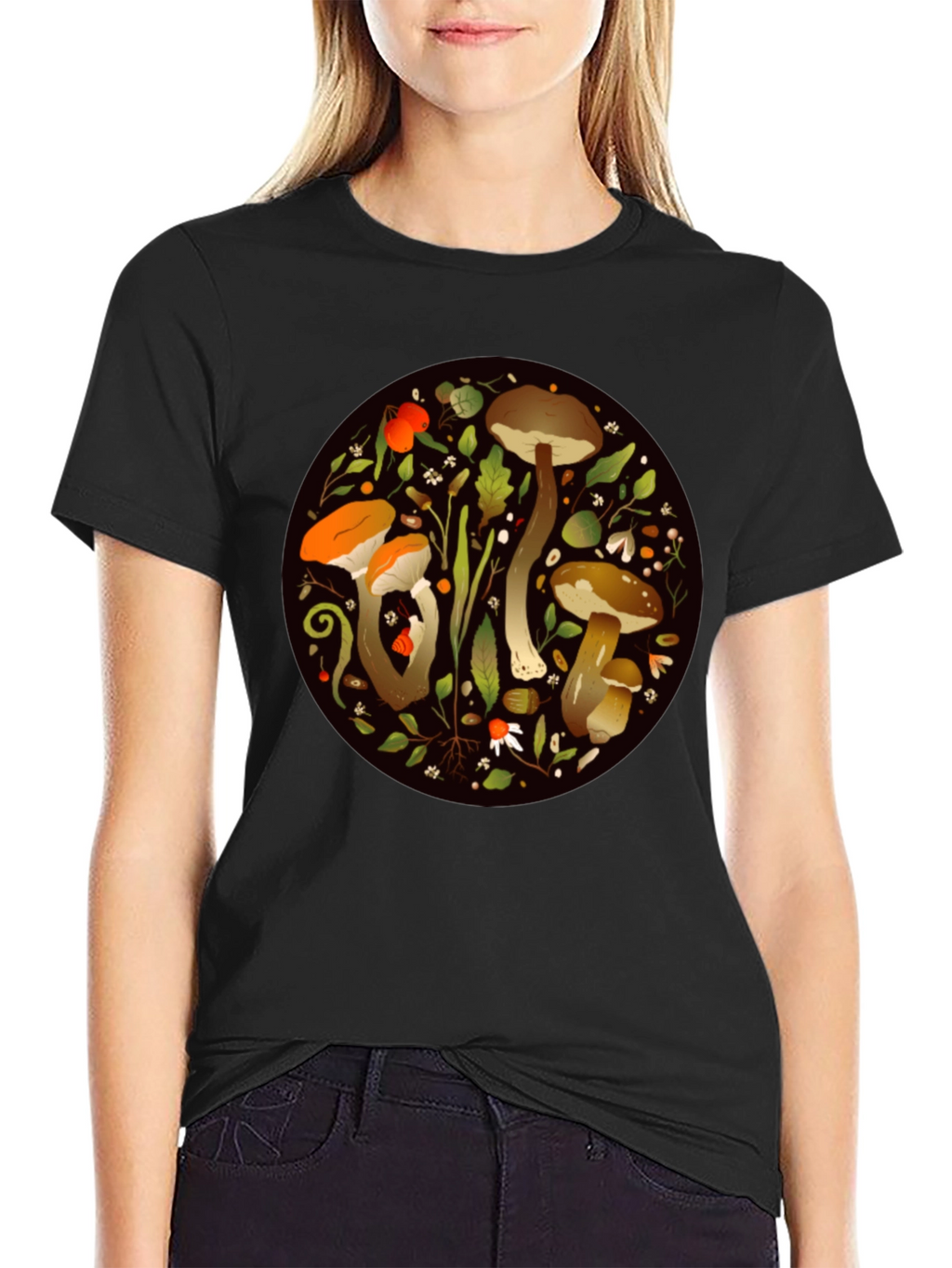 Mushroom Circle Graphic Tee - Nature Inspired Design