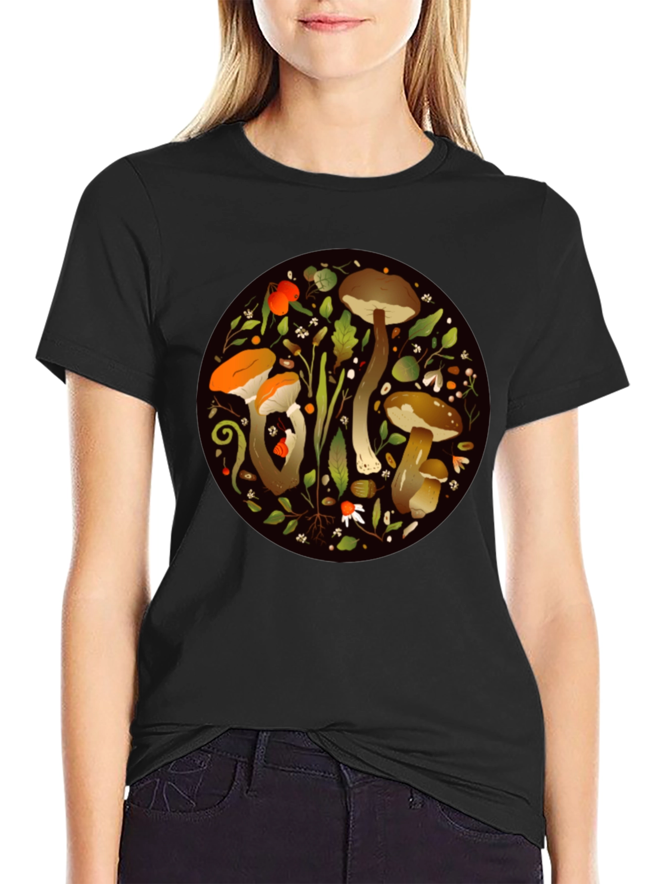 Mushroom Circle Graphic Tee - Nature Inspired Design