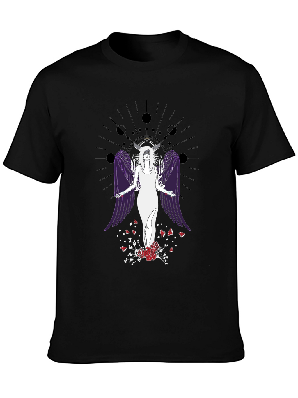 Celestial Angel Wings Graphic Tee - Gothic Aesthetic