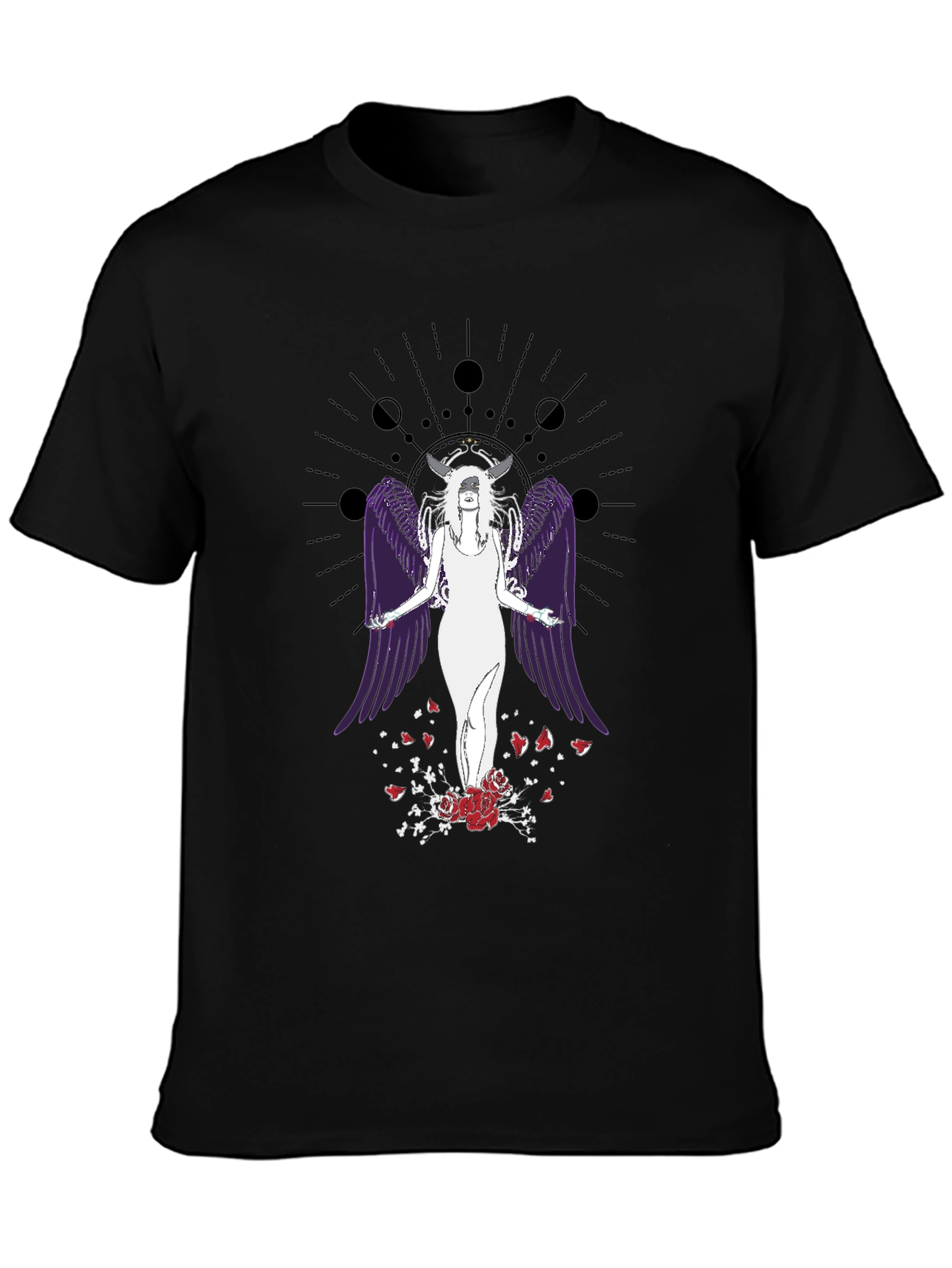 Celestial Angel Wings Graphic Tee - Gothic Aesthetic