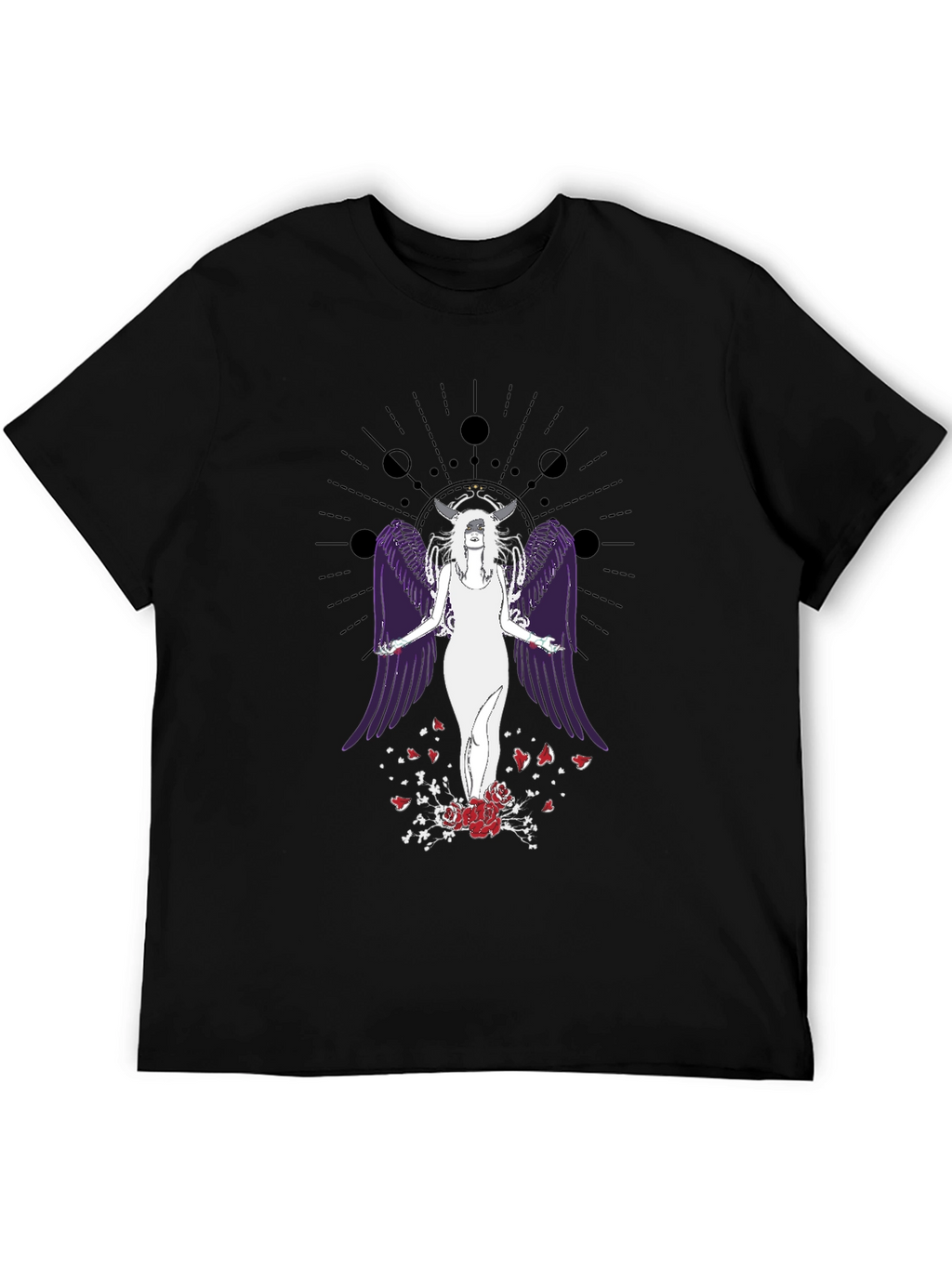 Celestial Angel Wings Graphic Tee - Gothic Aesthetic