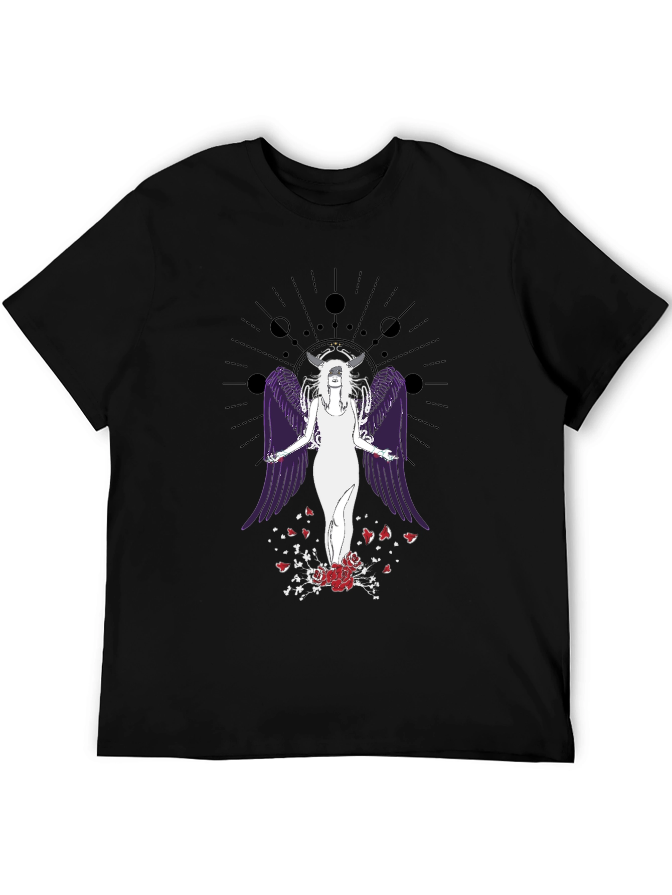 Celestial Angel Wings Graphic Tee - Gothic Aesthetic