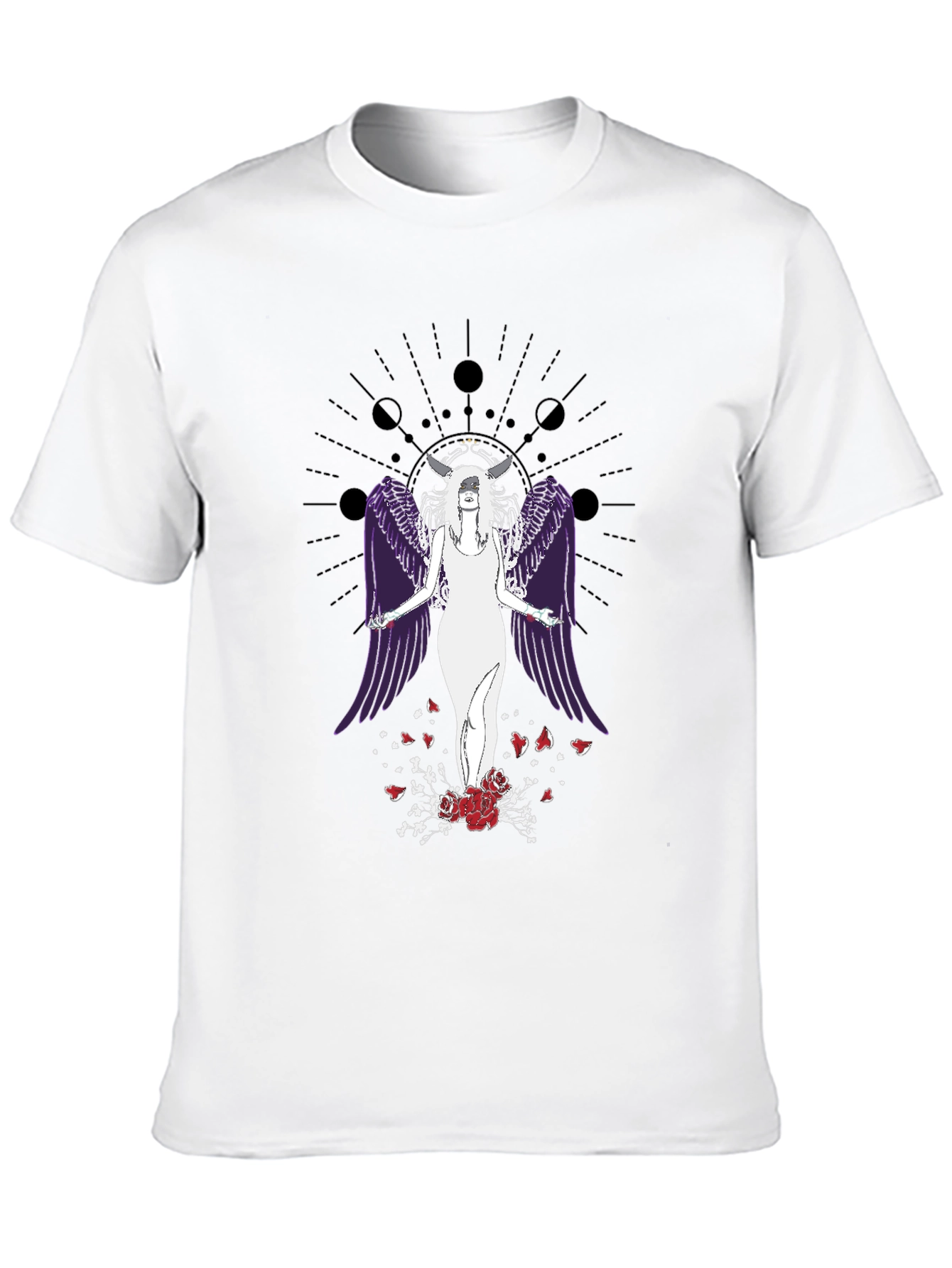 Celestial Angel Wings Graphic Tee - Gothic Aesthetic