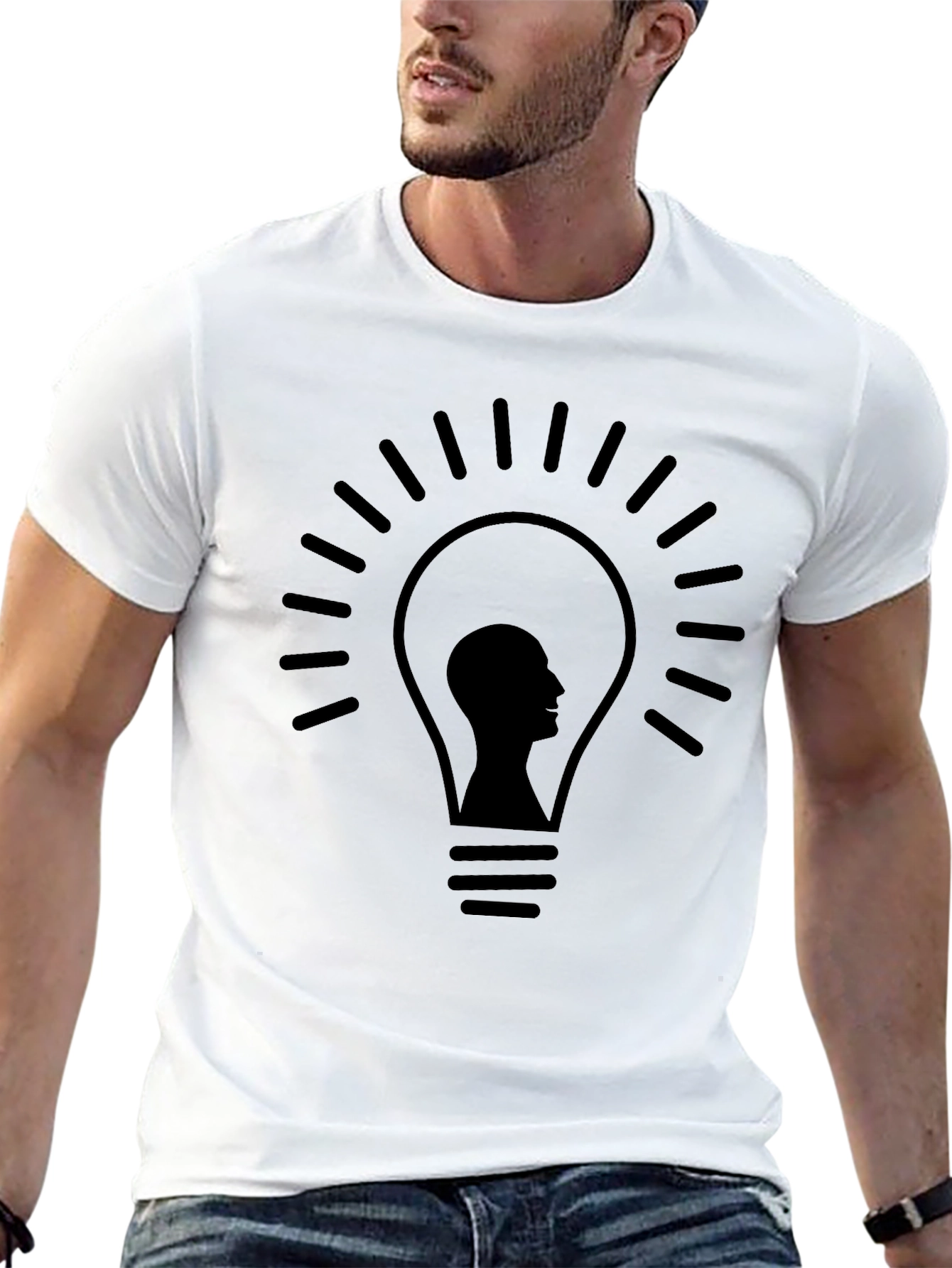 Idea Bulb Head Black T-Shirt