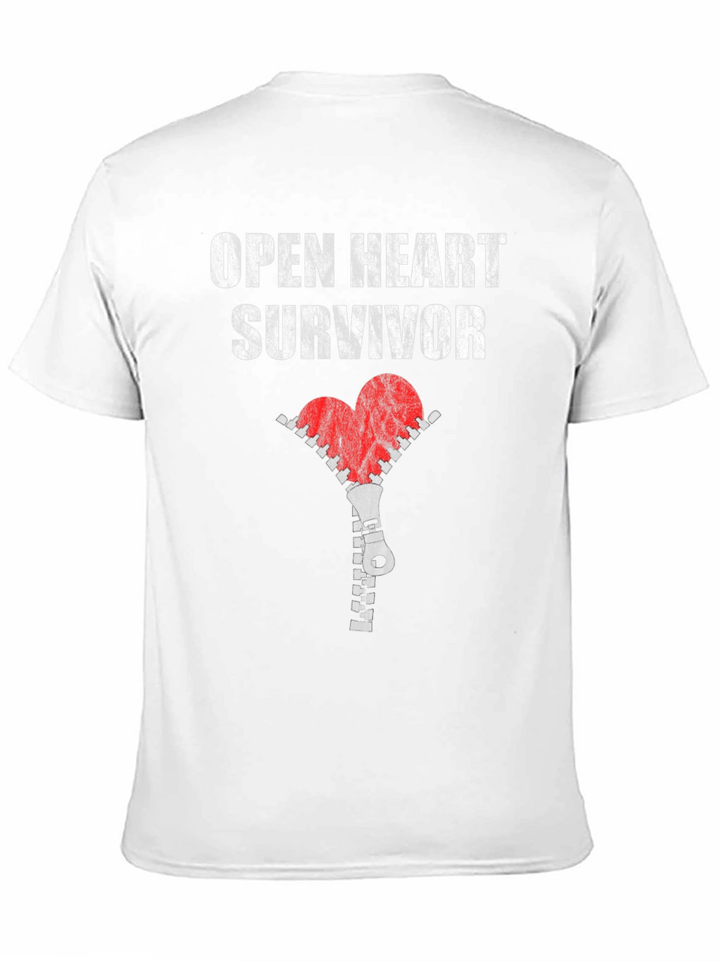 Open Heart Survivor T-Shirt with Zipper Heart Graphic