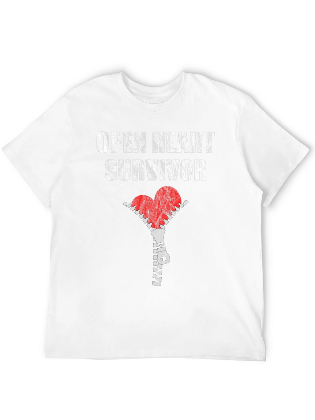 Open Heart Survivor T-Shirt with Zipper Heart Graphic
