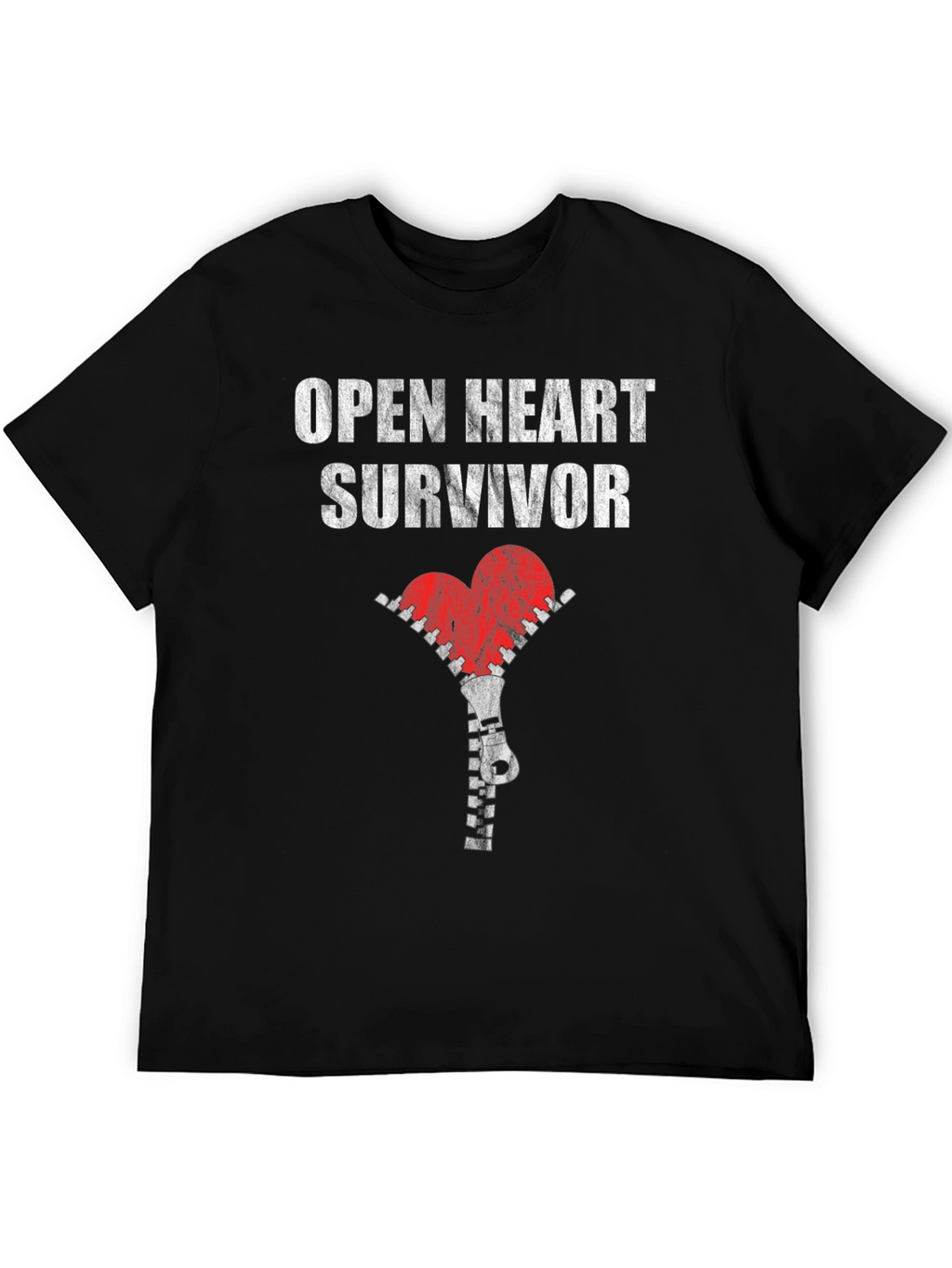 Open Heart Survivor T-Shirt with Zipper Heart Graphic