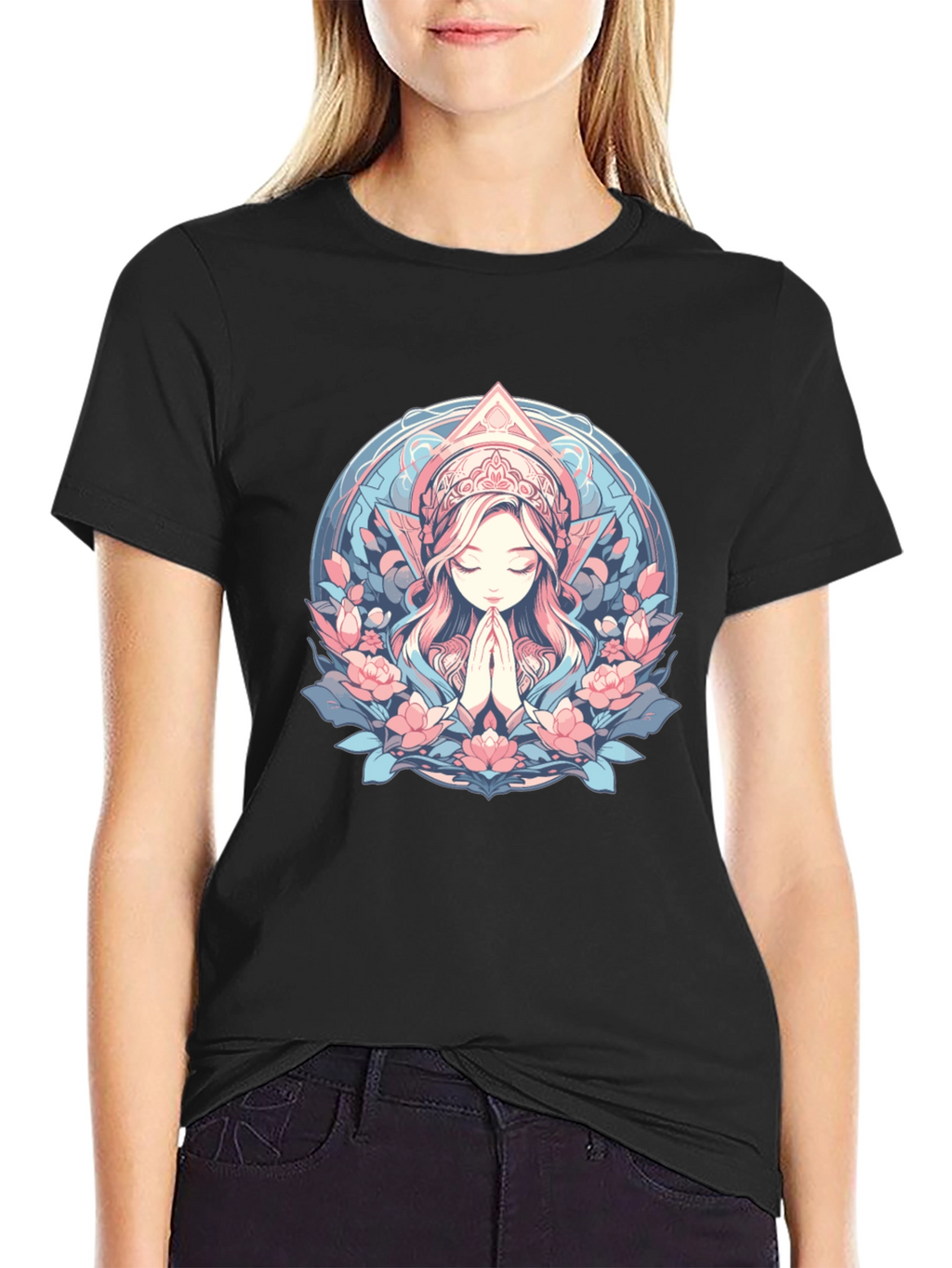 Praying Woman Floral T-Shirt
